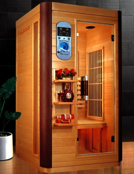 Illustrative photo of a home sauna, not the exact Clearlight Curve Sauna Dome