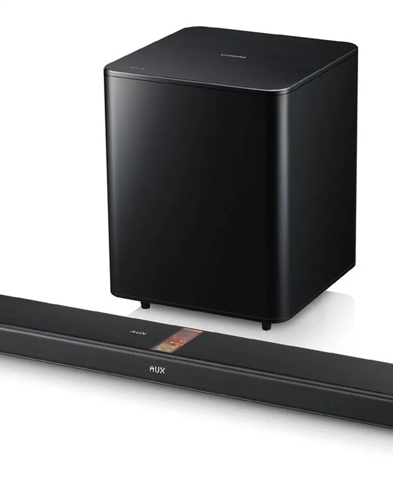Illustrative photo of a home audio, not the exact Samsung HW-Q990F